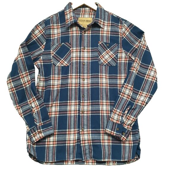 Outdoor Casuals Boys Size XXL Blue/Pink Plaid Button Up Flannel Long Sleeve - Picture 1 of 7